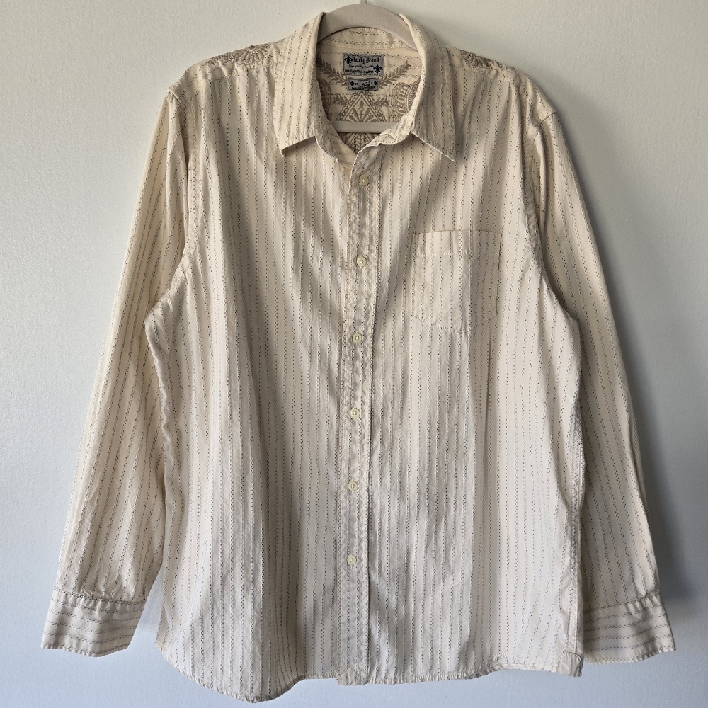 Vintage Lucky Brand Dungarees Embroidered Western Button Down Shirt Mens Large